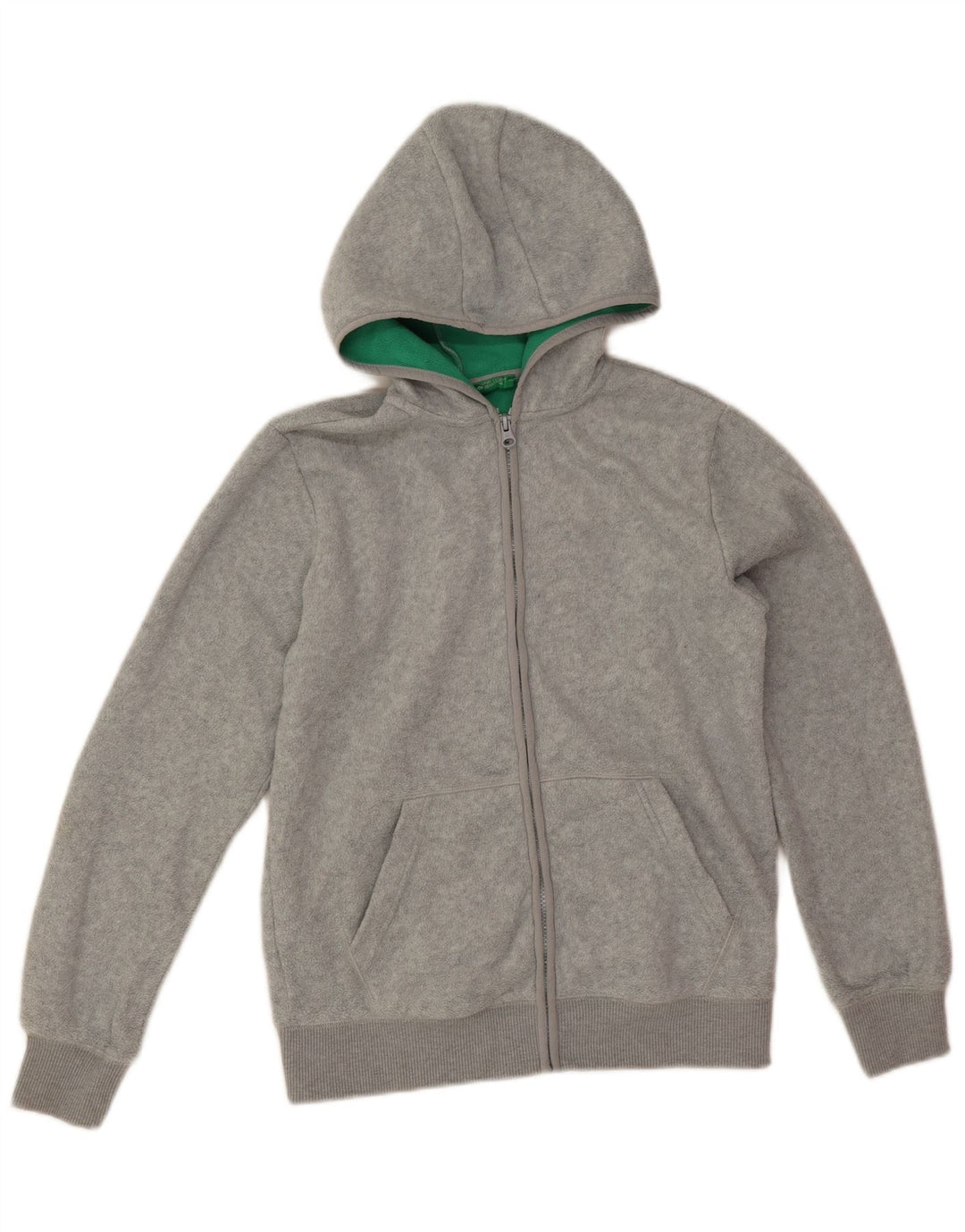 Giacca in pile con cappuccio Benetton da bambino 13-14 anni 3XL Poliestere grigio