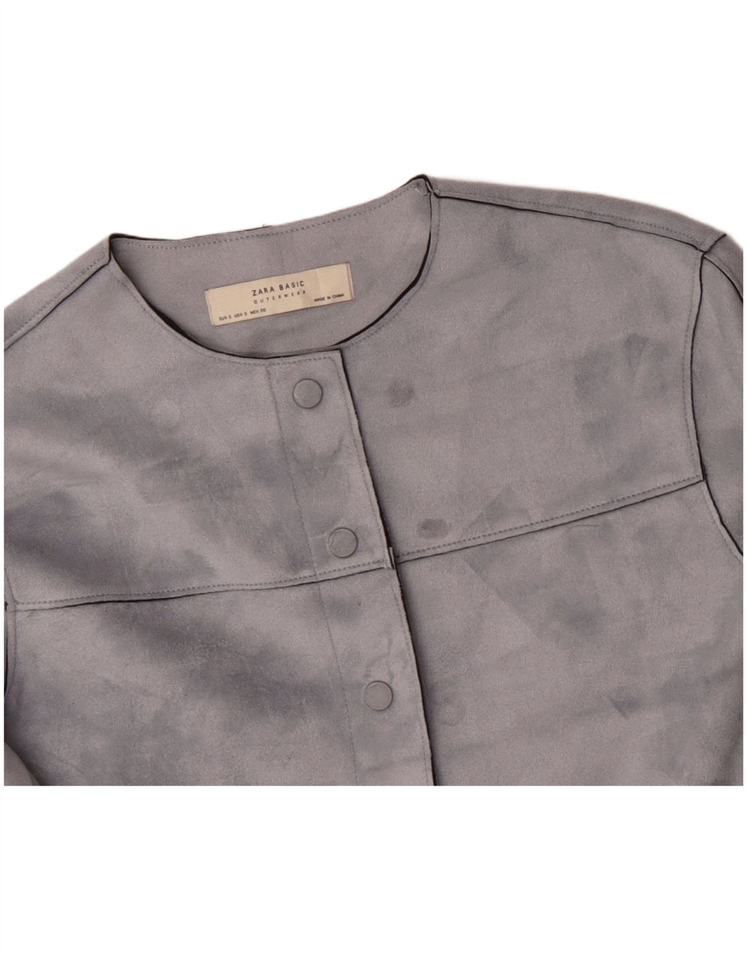 Giubbotto bomber corto oversize da donna ZARA UK 10 piccolo poliestere grigio