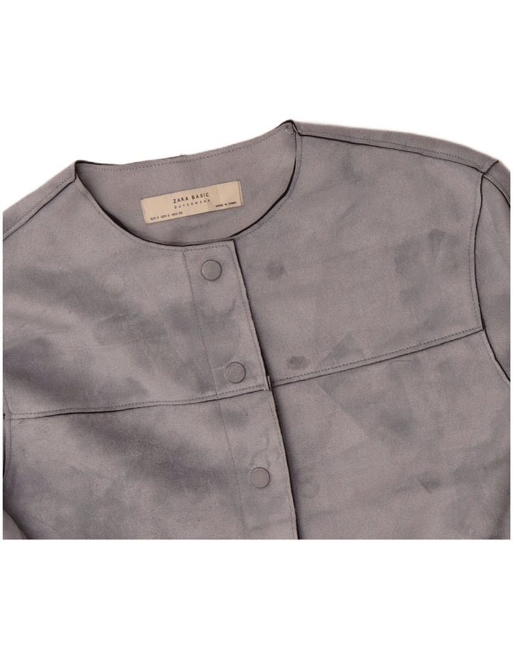 Giubbotto bomber corto oversize da donna ZARA UK 10 piccolo poliestere grigio