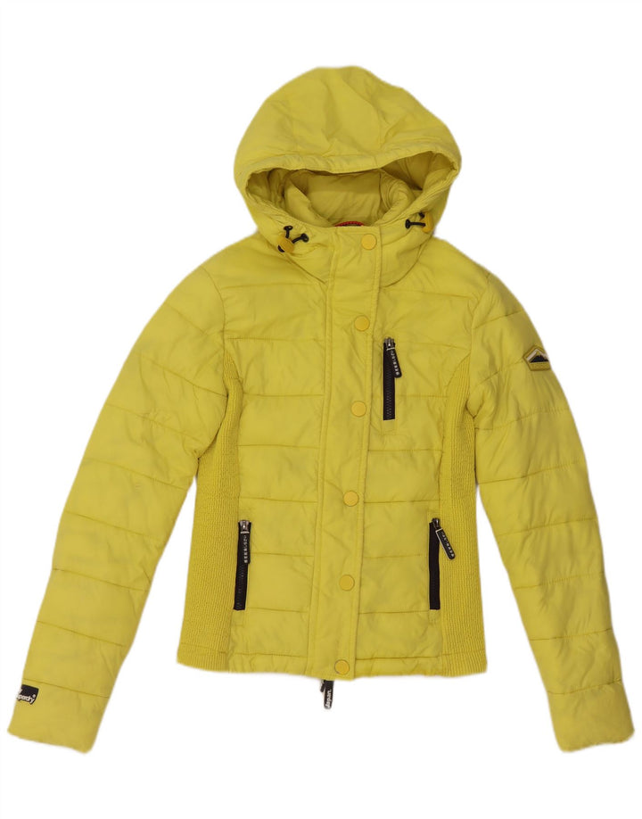 Giacca imbottita con cappuccio da donna SUPERDRY UK 14 nylon giallo medio
