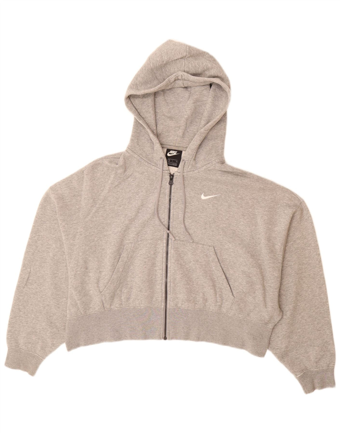 Maglione con cappuccio e zip oversize da donna Nike UK 10 piccolo cotone grigio