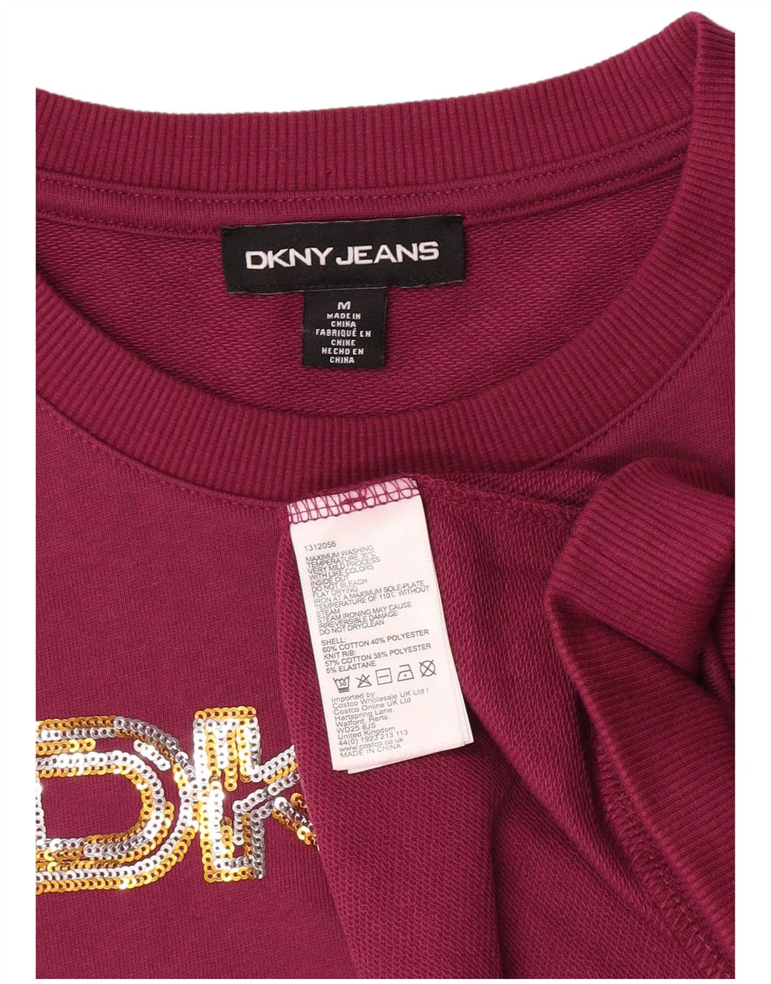 Felpa grafica da donna Dkny Maglione UK 14 Cotone viola medio