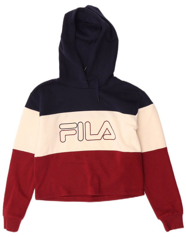 Felpa con cappuccio grafica corta da donna Fila UK 6 XS multicolore Colourblock