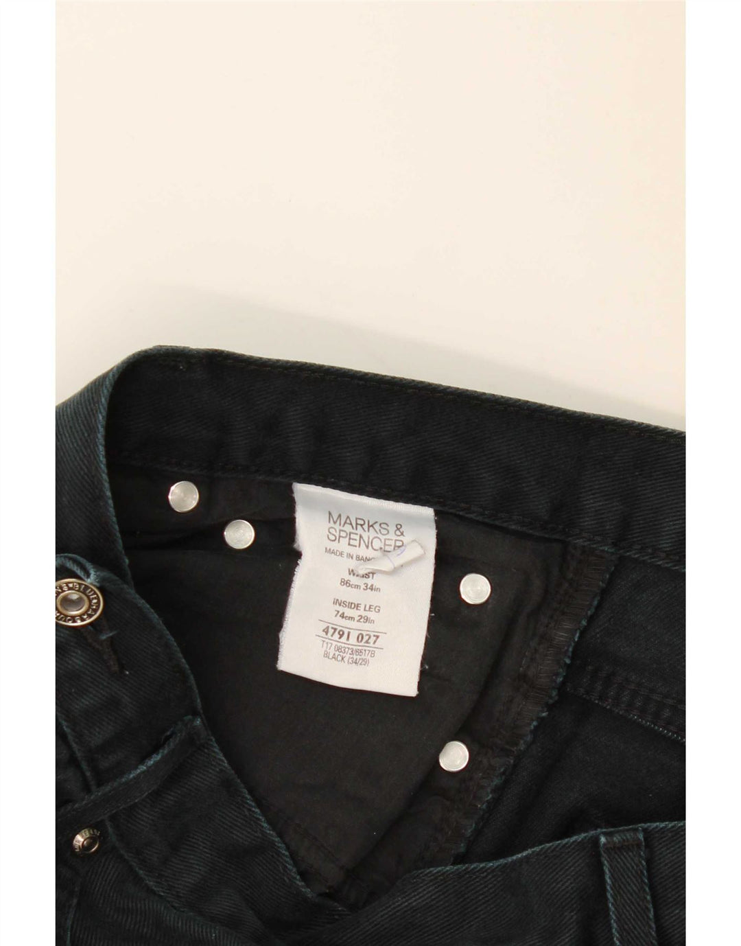Jeans dritti da uomo Marks & Spencer Blue Harbour W34 L29 cotone nero