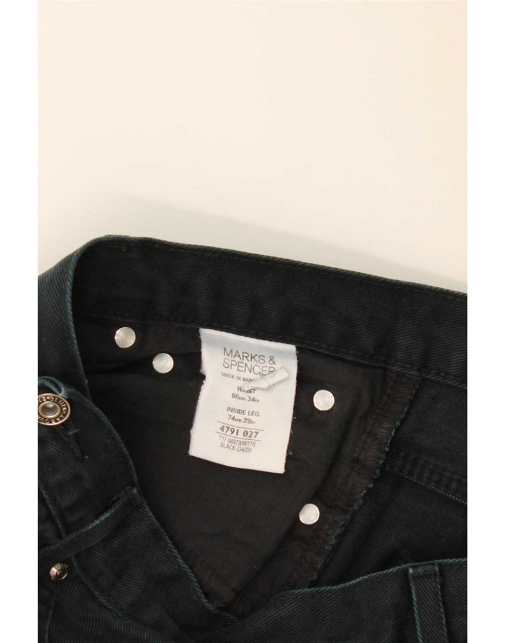 Jeans dritti da uomo Marks & Spencer Blue Harbour W34 L29 cotone nero