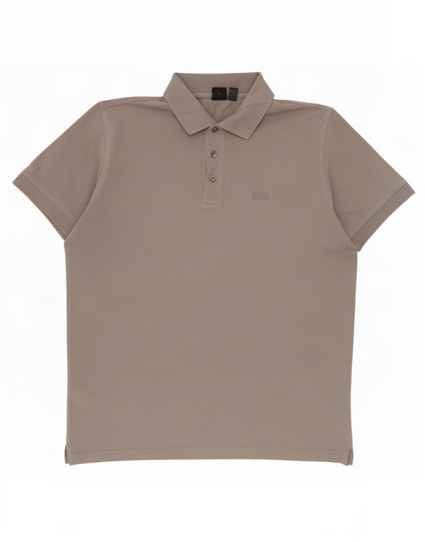Polo da uomo Hugo Boss grande in cotone grigio
