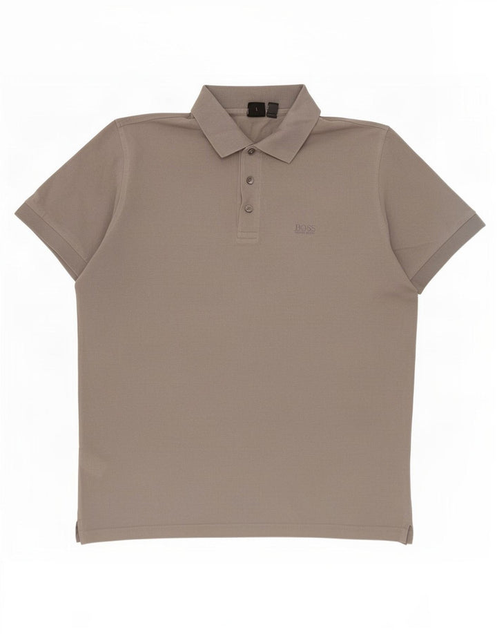 Polo da uomo Hugo Boss grande in cotone grigio