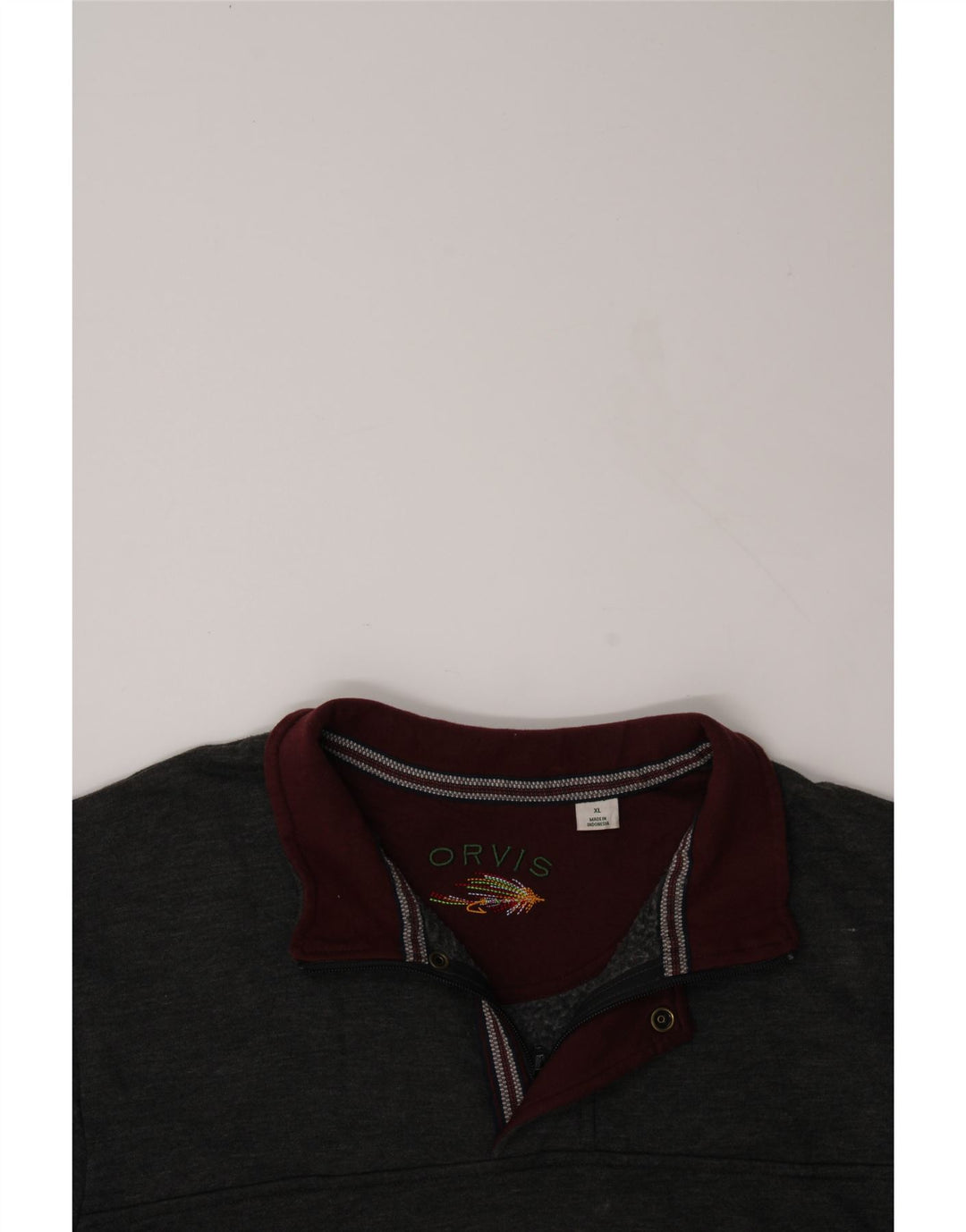 Felpa ORVIS da uomo con zip e collo maglione XL in cotone grigio