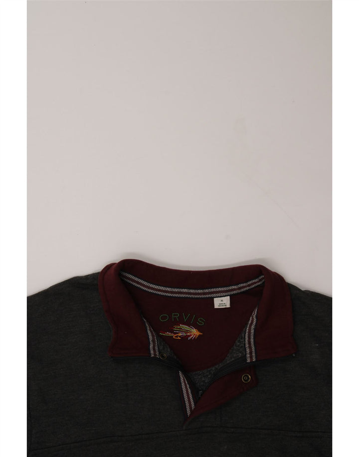 Felpa ORVIS da uomo con zip e collo maglione XL in cotone grigio