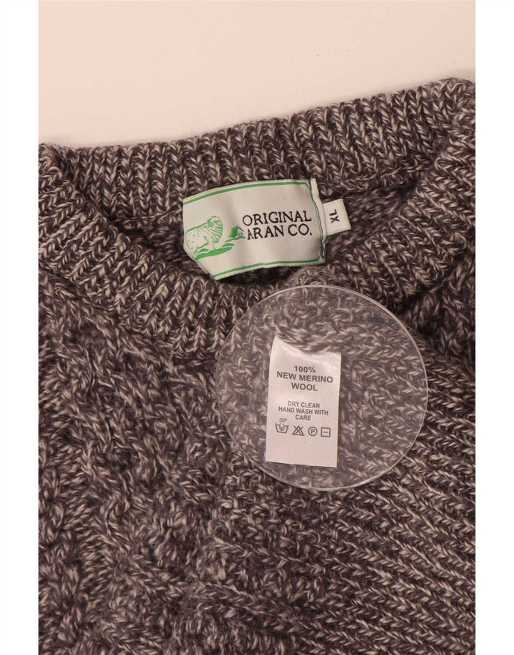 Maglione maglione girocollo da uomo originale Aran CO. XL in lana merino grigia
