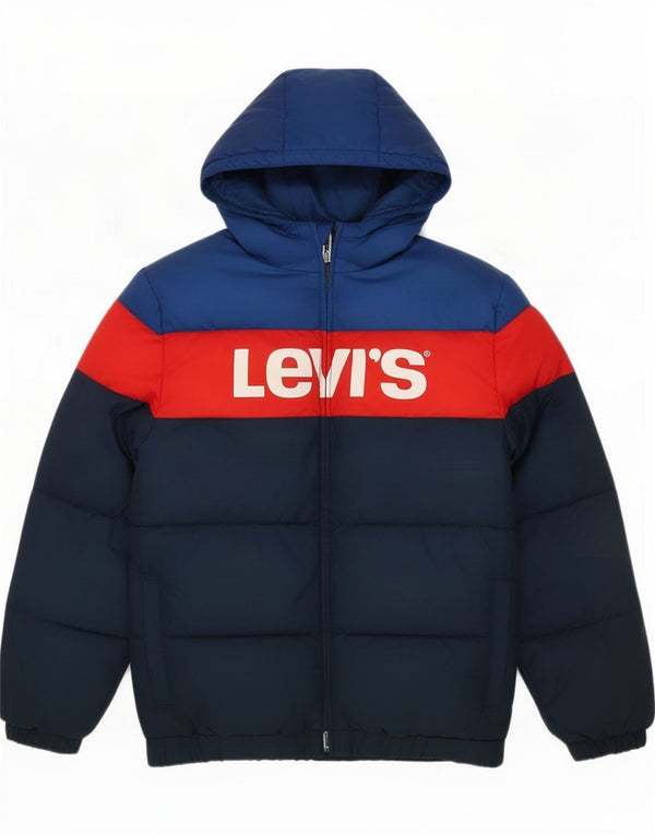 Giacca imbottita con grafica con cappuccio Levi's per ragazzi 13-14 anni XL Colorblock blu