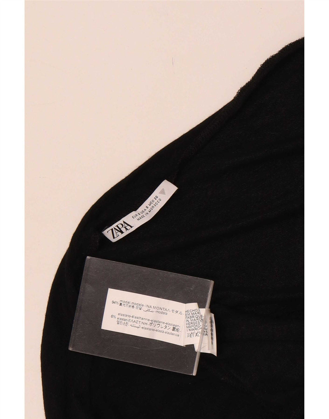 Top Zara da donna a maniche lunghe UK 8 Small Nero Modal