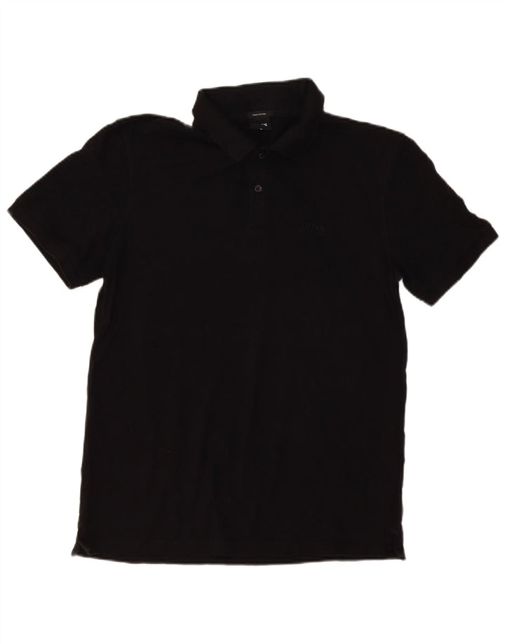 Polo da uomo Hugo Boss in cotone nero medio