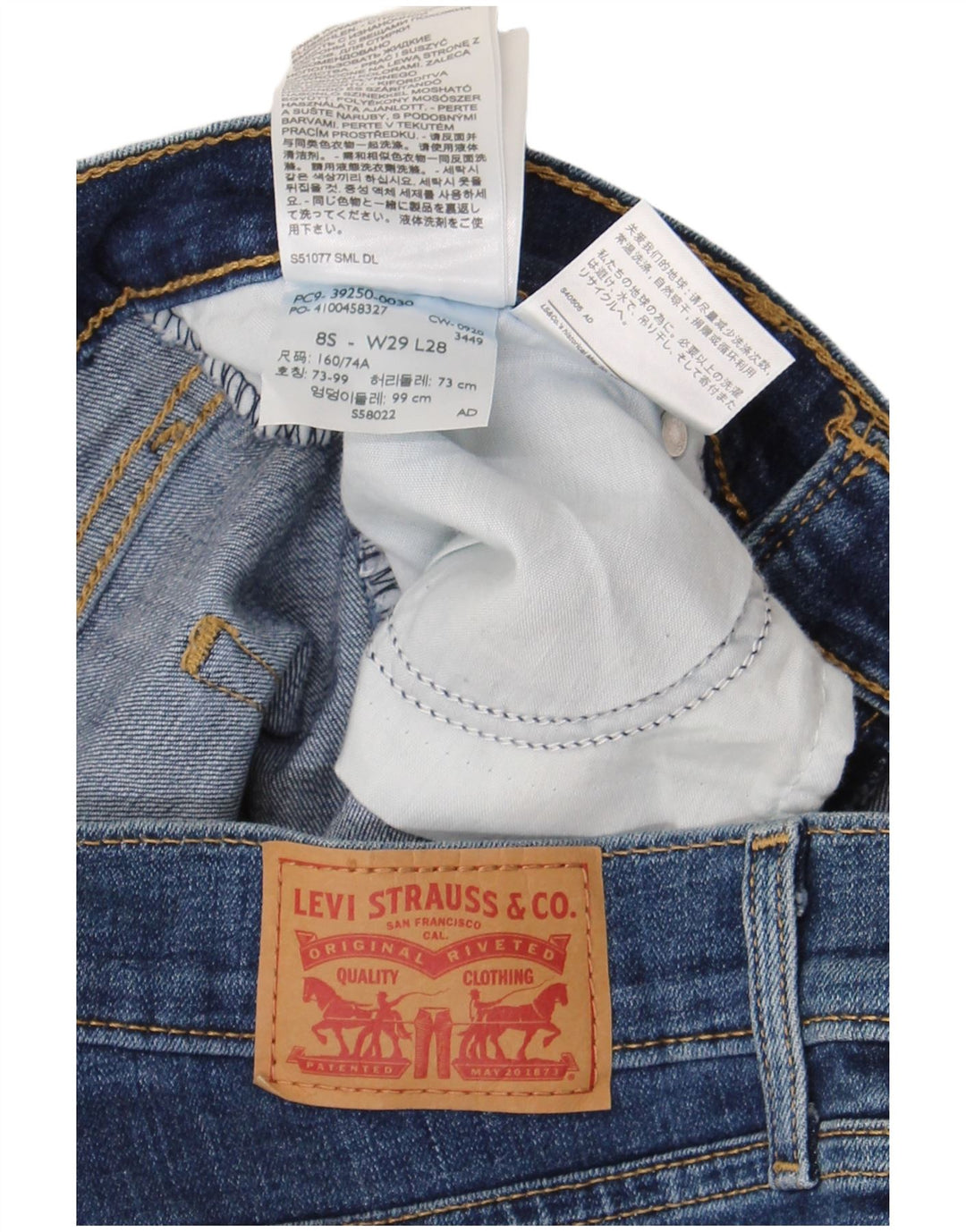 Jeans dritti classici da donna Levi's US 8 medi W29 L28 cotone blu