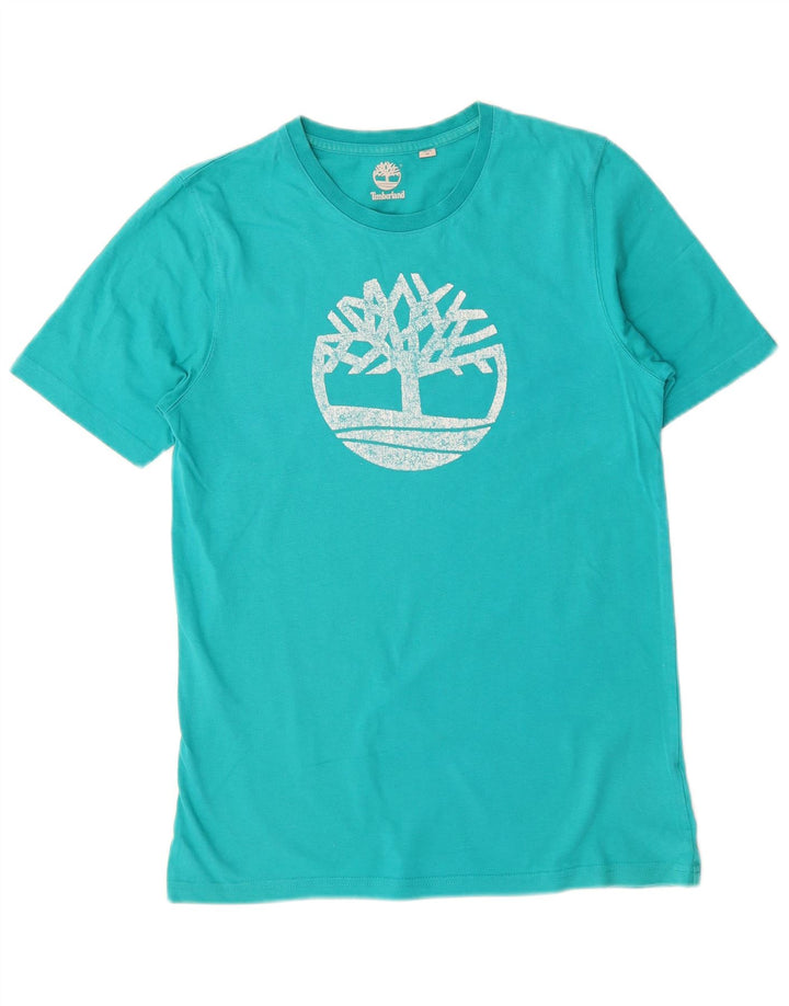 TIMBERLAND T-shirt grafica da uomo Top in cotone blu medio