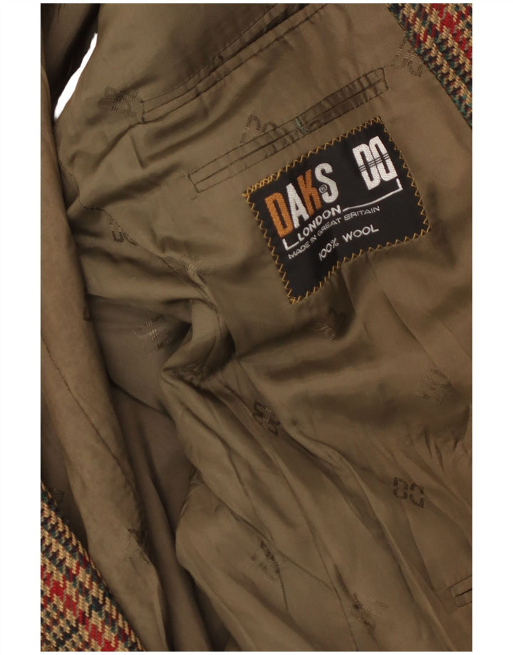 Giacca blazer da uomo a 2 bottoni DAKS UK 38 Lana nuova pied de poule marrone medio