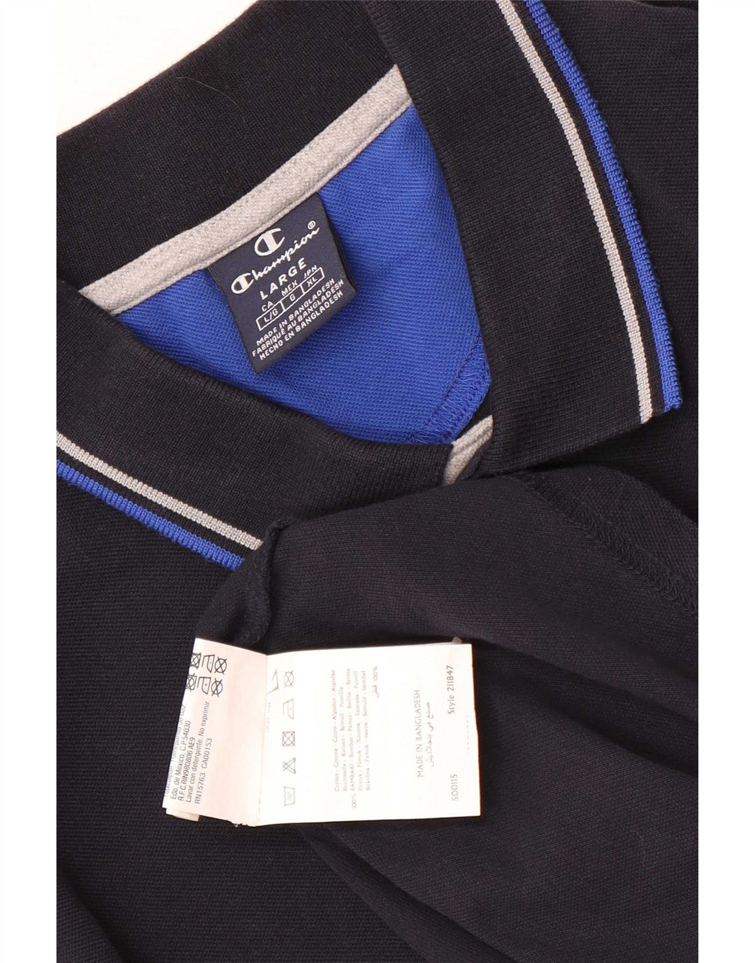 Polo da uomo Champion grande in cotone a righe blu navy