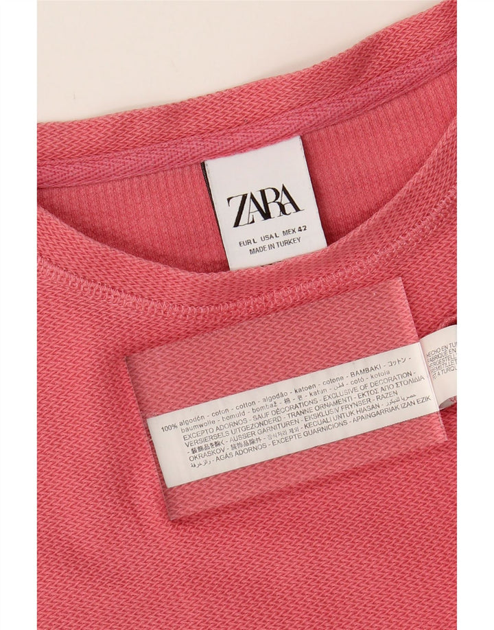 ZARA Womens T-Shirt Top UK 16 Large Red Cotton Vintage Zara and Second-Hand Zara from Messina Hembry 