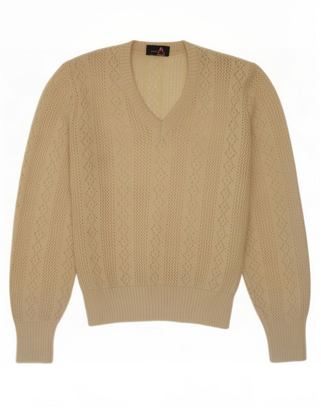 Maglione da donna Geyer con scollo a V trasparente EU 42 Large Beige