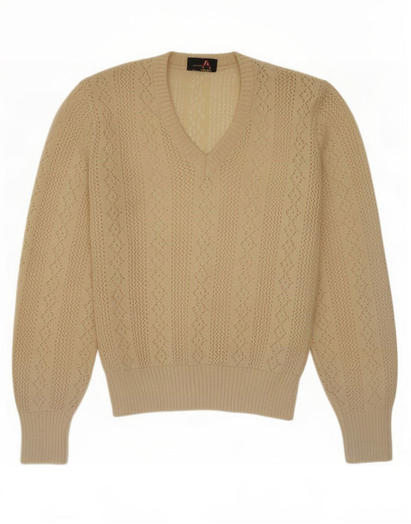 Maglione da donna Geyer con scollo a V trasparente EU 42 Large Beige