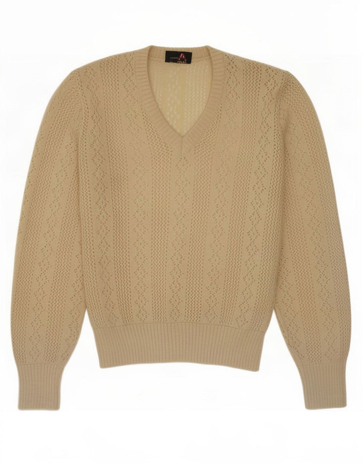 Maglione da donna Geyer con scollo a V trasparente EU 42 Large Beige