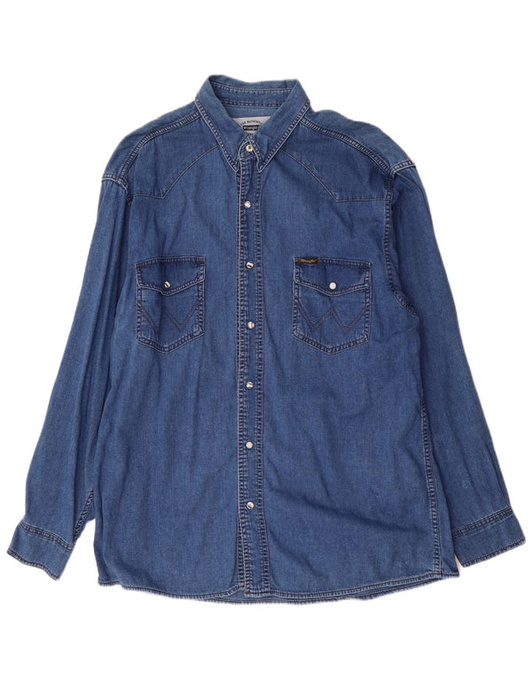 Wrangler Mens Western Denim Shirt XL Blue Cotton