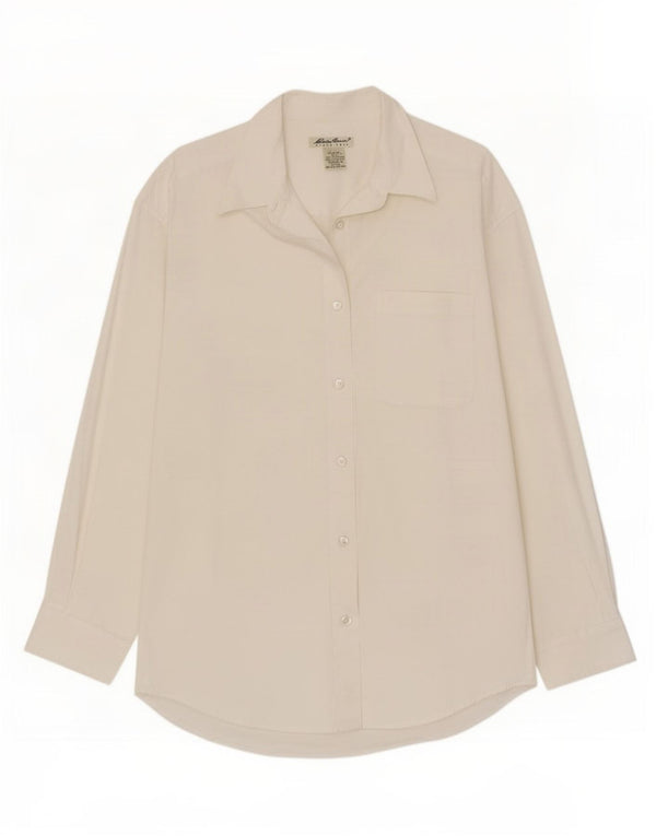 Camicia ampia da donna Eddie Bauer UK 14 cotone bianco sporco medio
