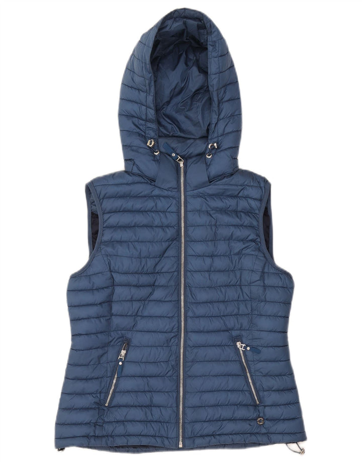 Gilet imbottito con cappuccio da donna Massimo Dutti UK 12 poliestere blu medio