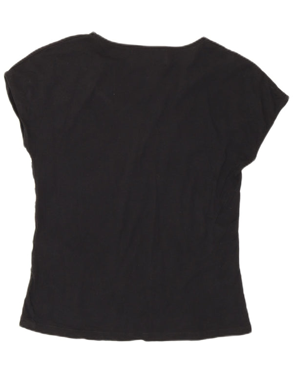 T-shirt Zara da donna con motivo astratto, taglia UK 12, cotone nero medio