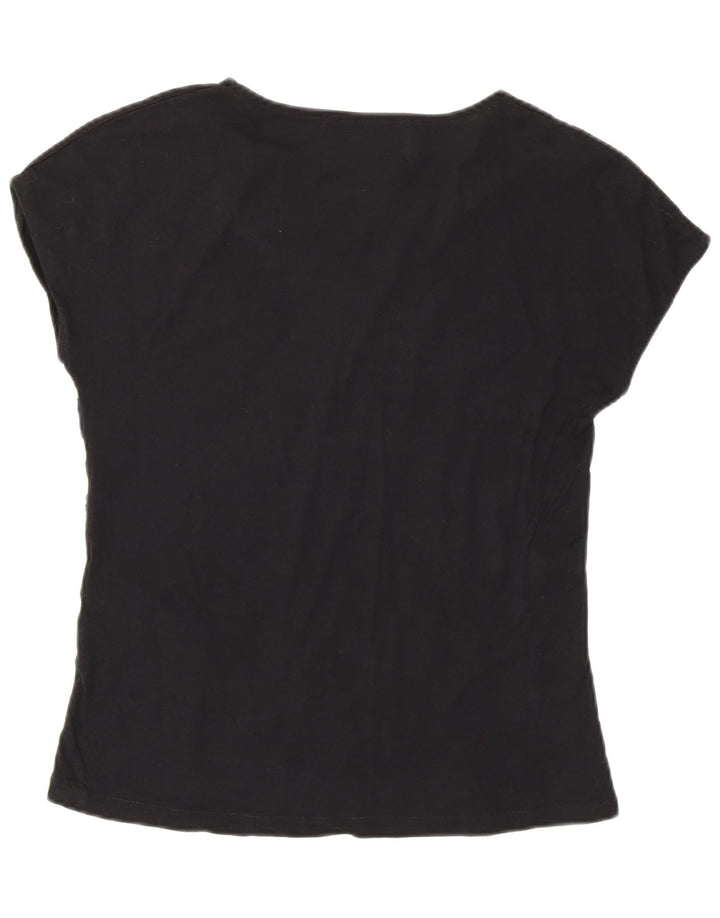 T-shirt Zara da donna con motivo astratto, taglia UK 12, cotone nero medio
