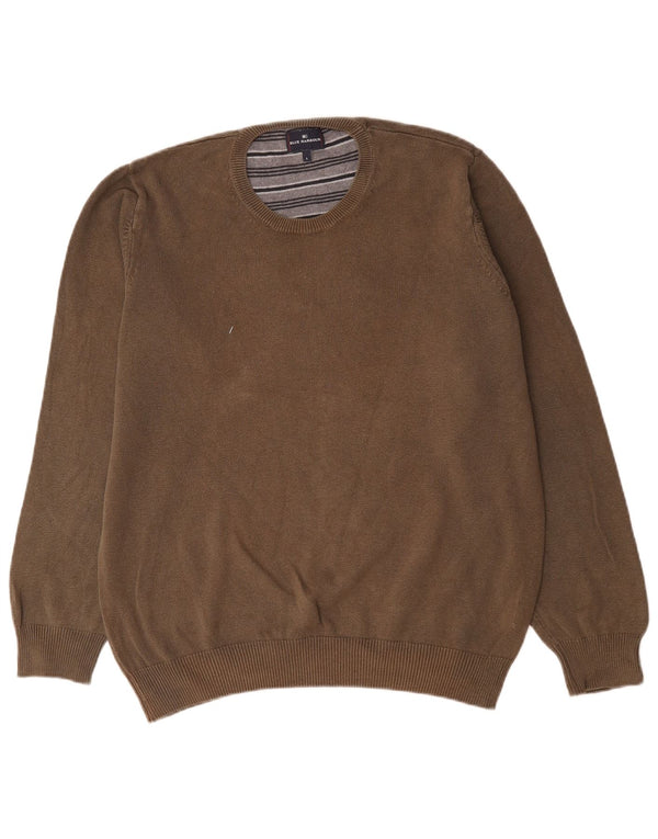 Maglione maglione girocollo da uomo Marks & Spencer blu Harbour grande marrone
