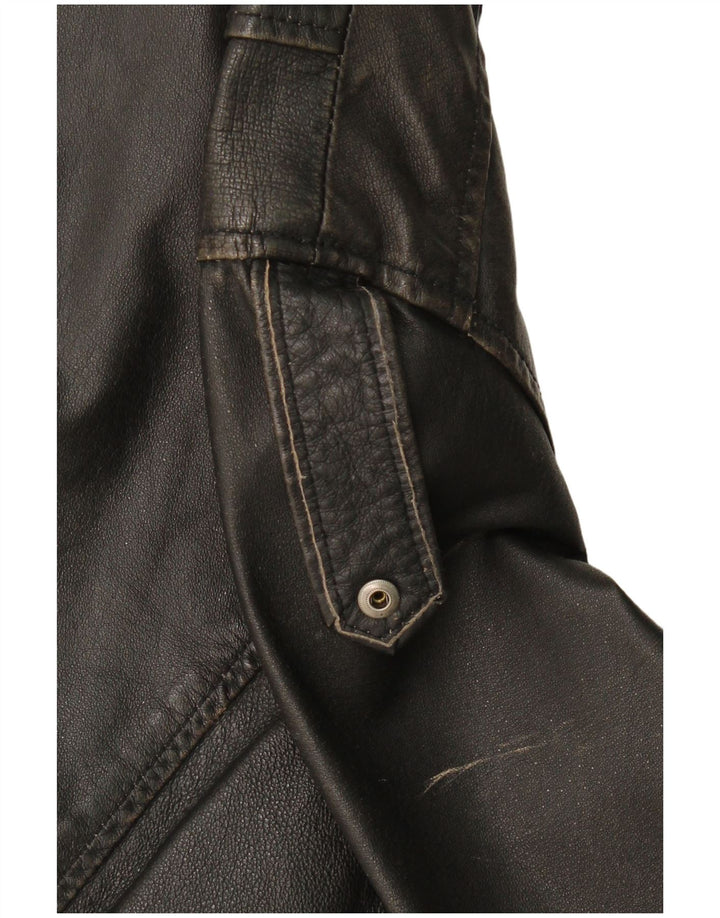 Giacca da motociclista in pelle da uomo S.Oliver UK 40 Large in pelle nera