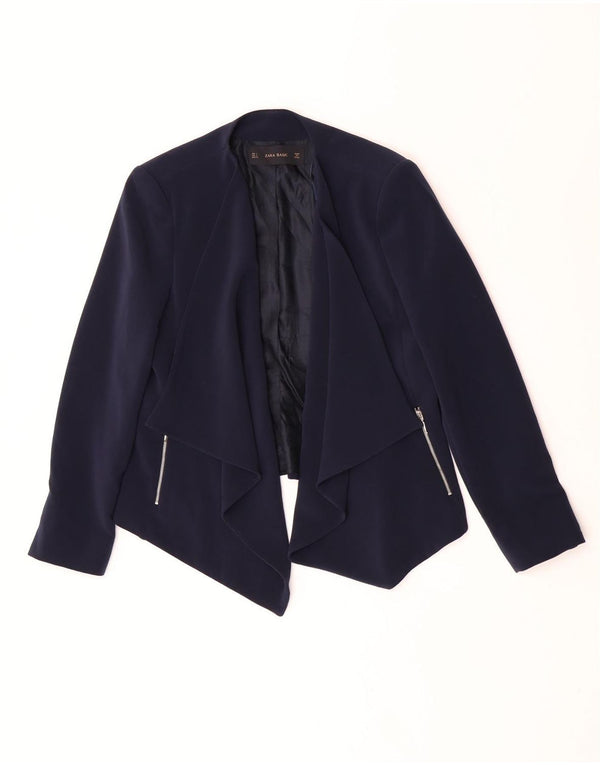 Giacca blazer aperta da donna Zara UK 14 grande poliestere blu navy