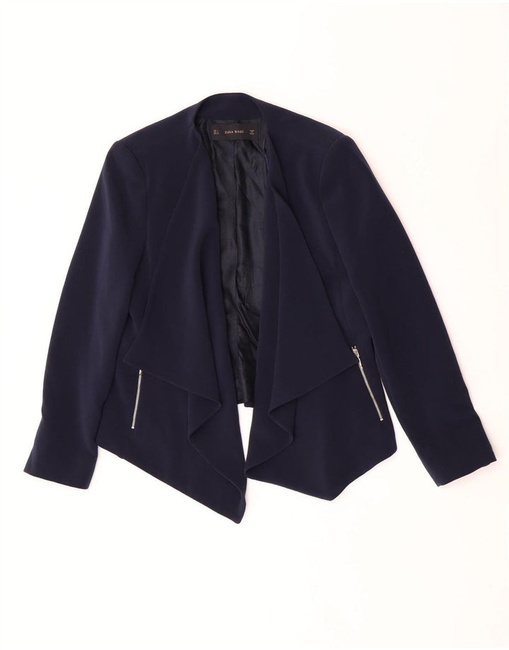 Giacca blazer aperta da donna Zara UK 14 grande poliestere blu navy