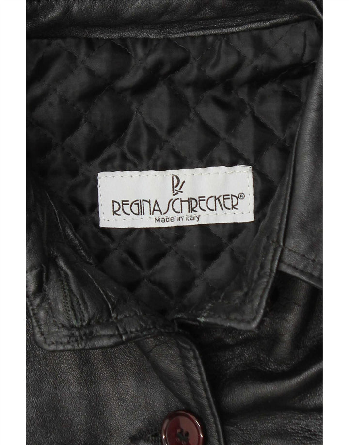 Giacca in pelle da donna Regina Schrecker UK 10 piccola nera