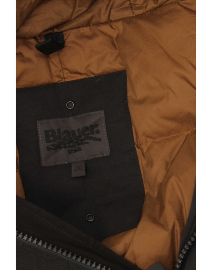 Cappotto imbottito con cappuccio da uomo Blauer UK 44 2XL poliestere nero