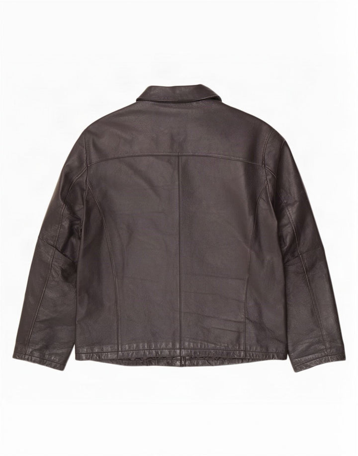 Giacca in pelle vintage da uomo IT 48 media nera