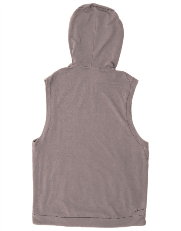 Maglione con cappuccio senza maniche NIKE Dri Fit da uomo in poliestere grigio medio