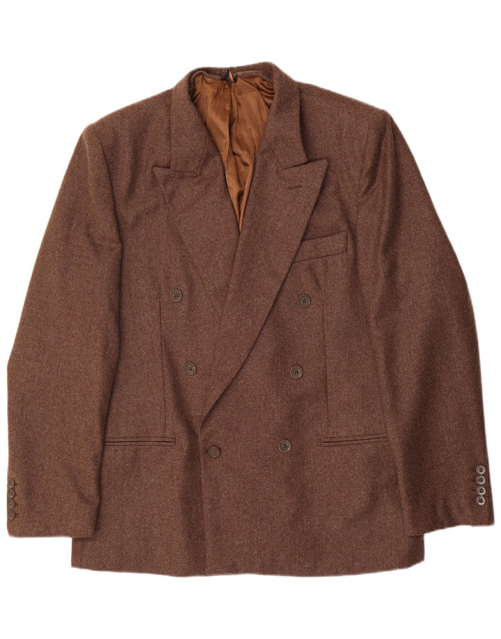 Giacca blazer doppiopetto vintage da uomo IT 52 XL in lana marrone