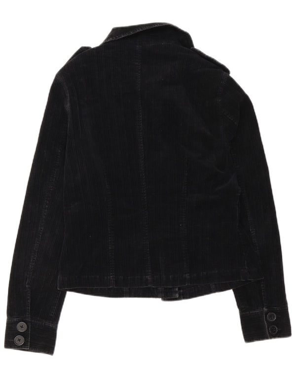 Giacca militare in velluto a coste da donna Laura Ashley UK 12 cotone nero medio