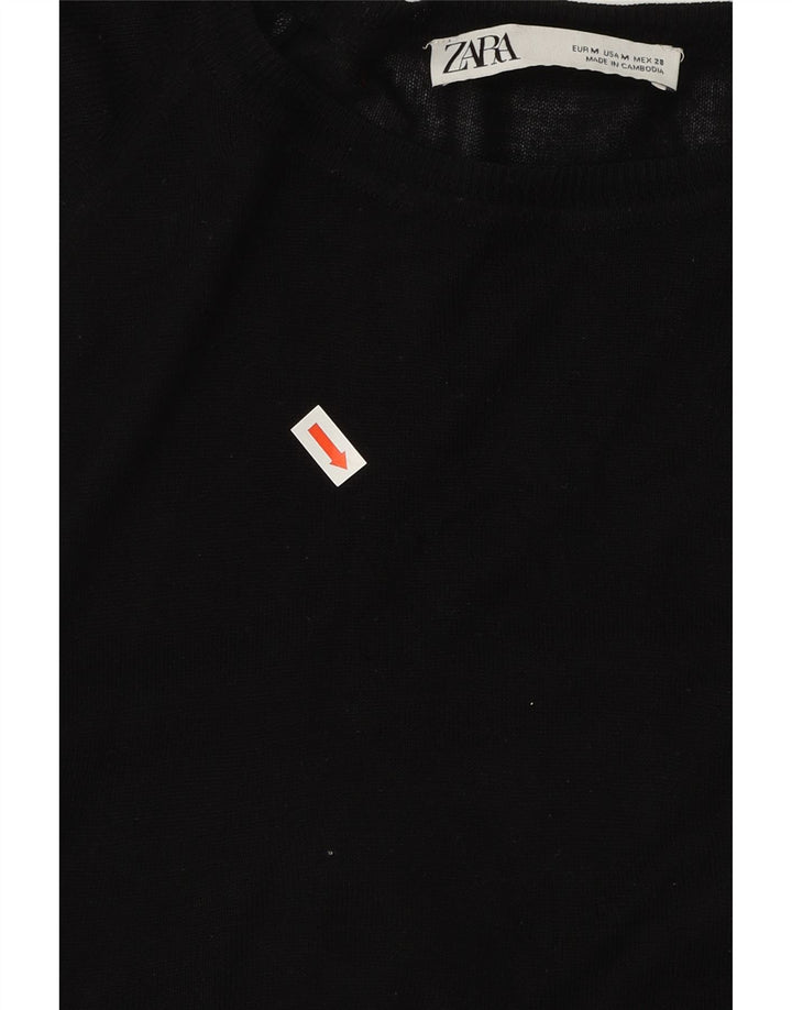 Maglione maglione con scollo a barca da donna Zara UK 14 medio nero