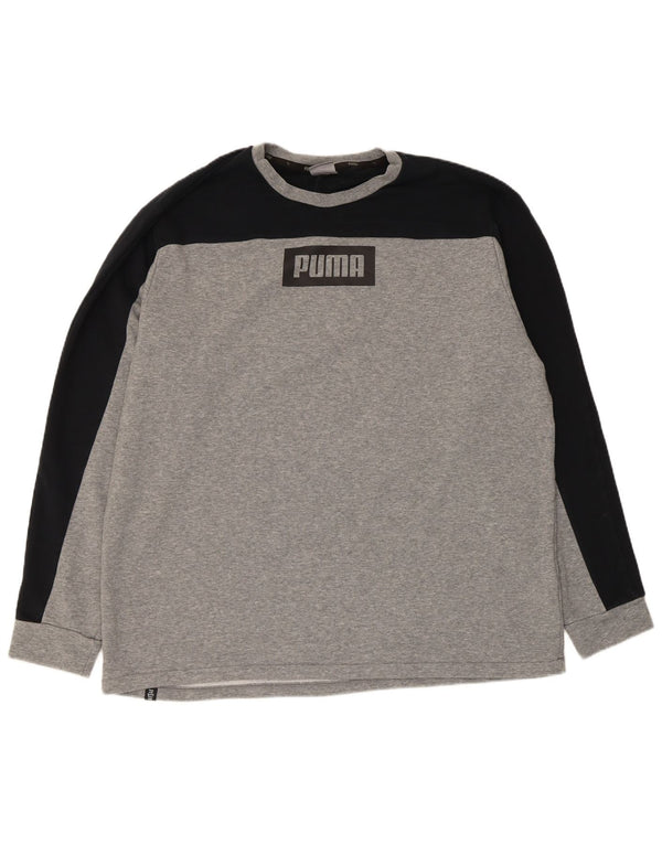 Felpa grafica da uomo Puma Jumper XL in cotone color block grigio