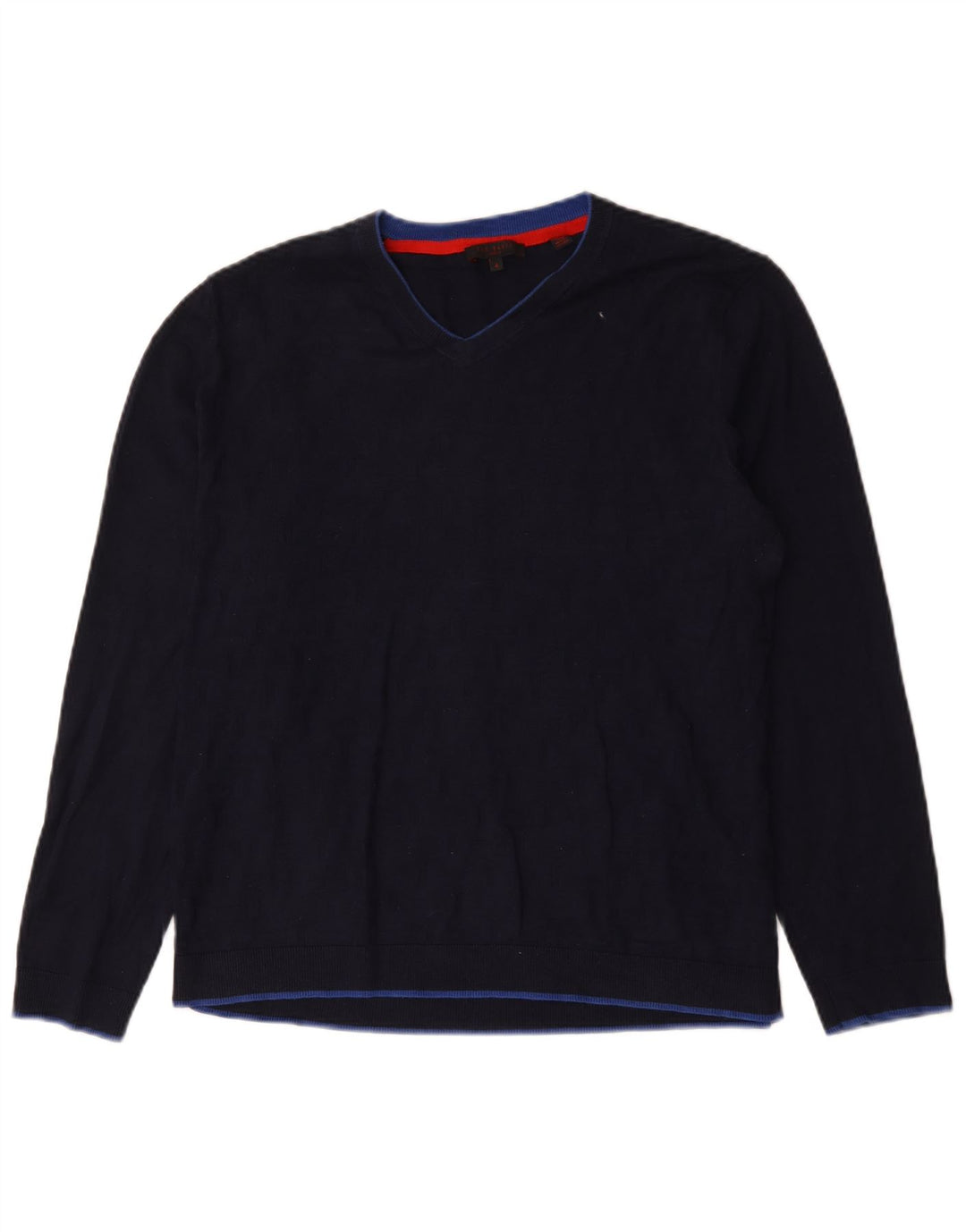 Maglione maglione con scollo a V da uomo Ted Baker taglia 4 grande blu navy