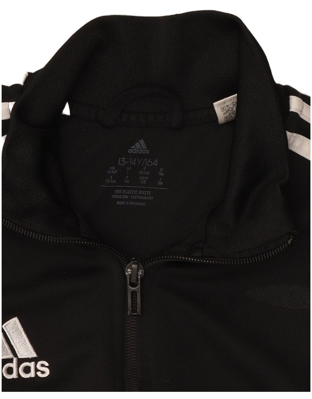 ADIDAS Boys Aeroready Tracksuit Top Jacket 13-14 Years Black Polyester