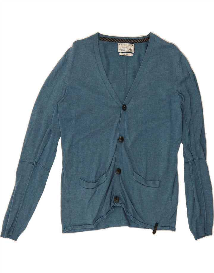 JACK & JONES Mens Cardigan Sweater Small Blue Viscose Vintage Jack & Jones and Second-Hand Jack & Jones from Messina Hembry 