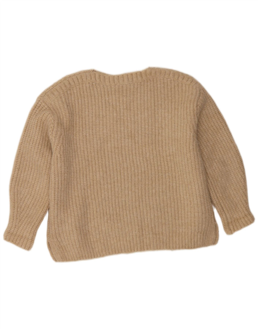 Maglione maglione oversize con scollo a barca da donna Zara UK 6 XS Poliestere beige