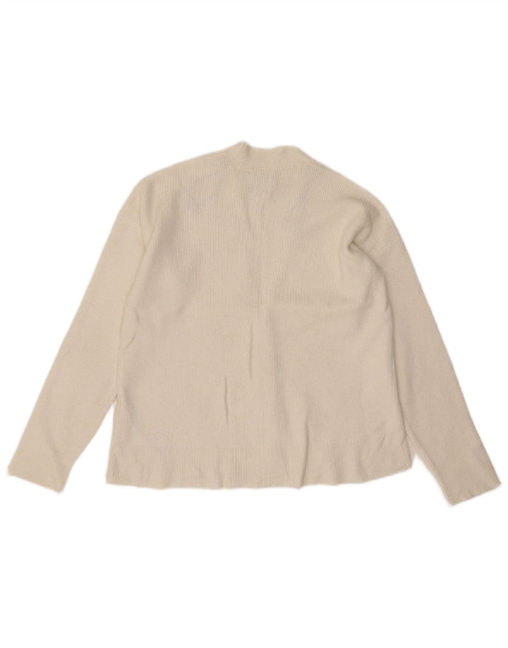 Massimo Dutti Maglione cardigan corto da donna UK 10 piccolo viscosa bianca