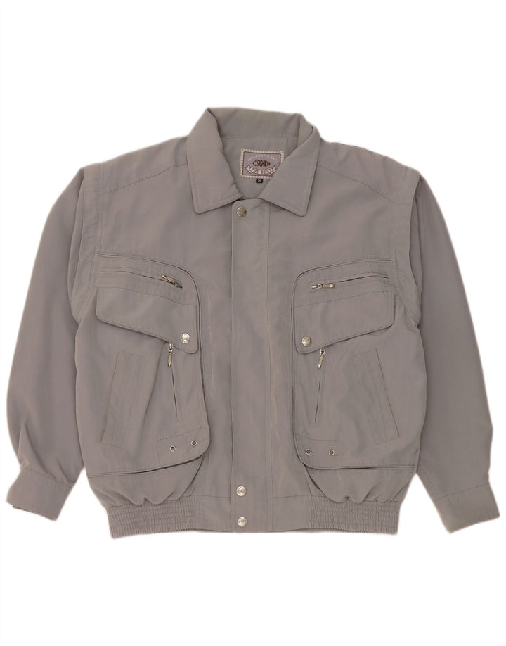 Giubbotto bomber vintage da uomo vestibilità ampia UK 38 Poliestere grigio medio
