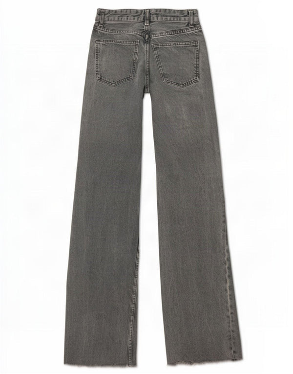 Zara Womens High Waist Wide Leg Jeans EU 34 2XS W24 L32 Grey