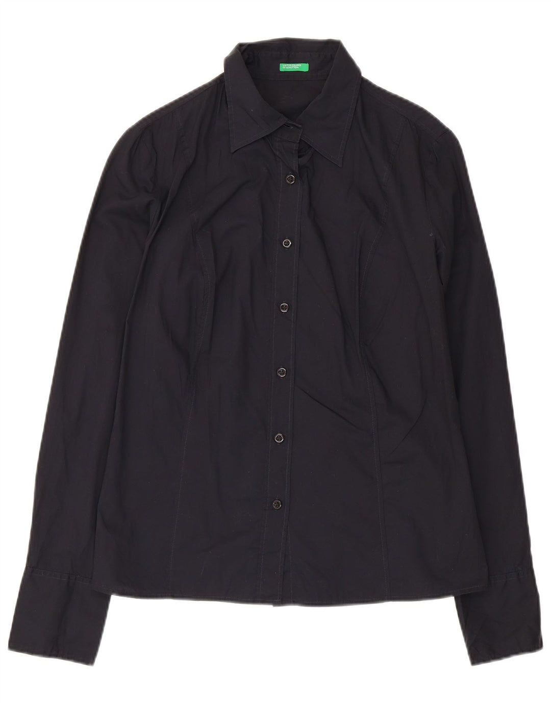 Camicia da donna Benetton UK 14 grande cotone nero
